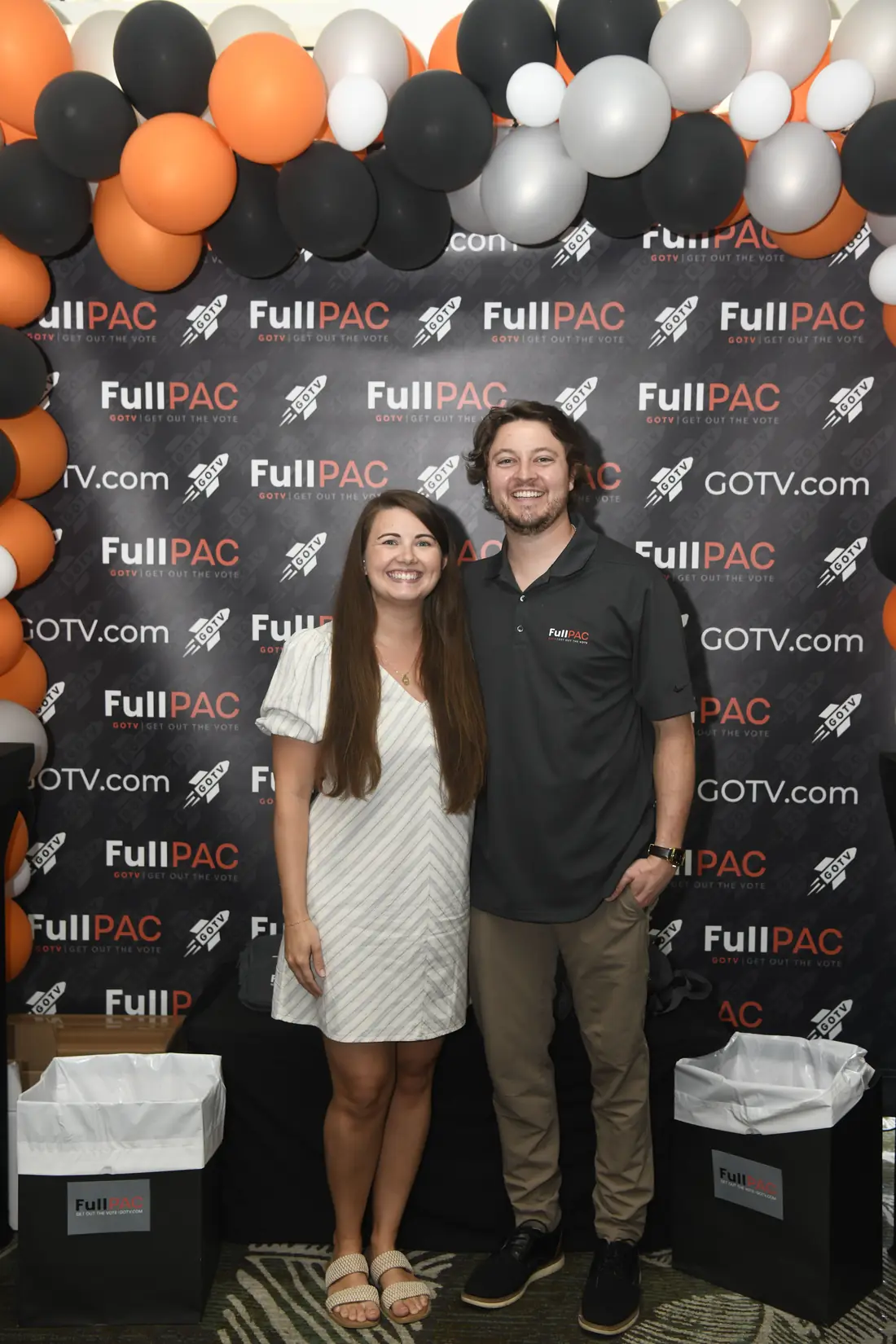 With a guest at the backdrop
